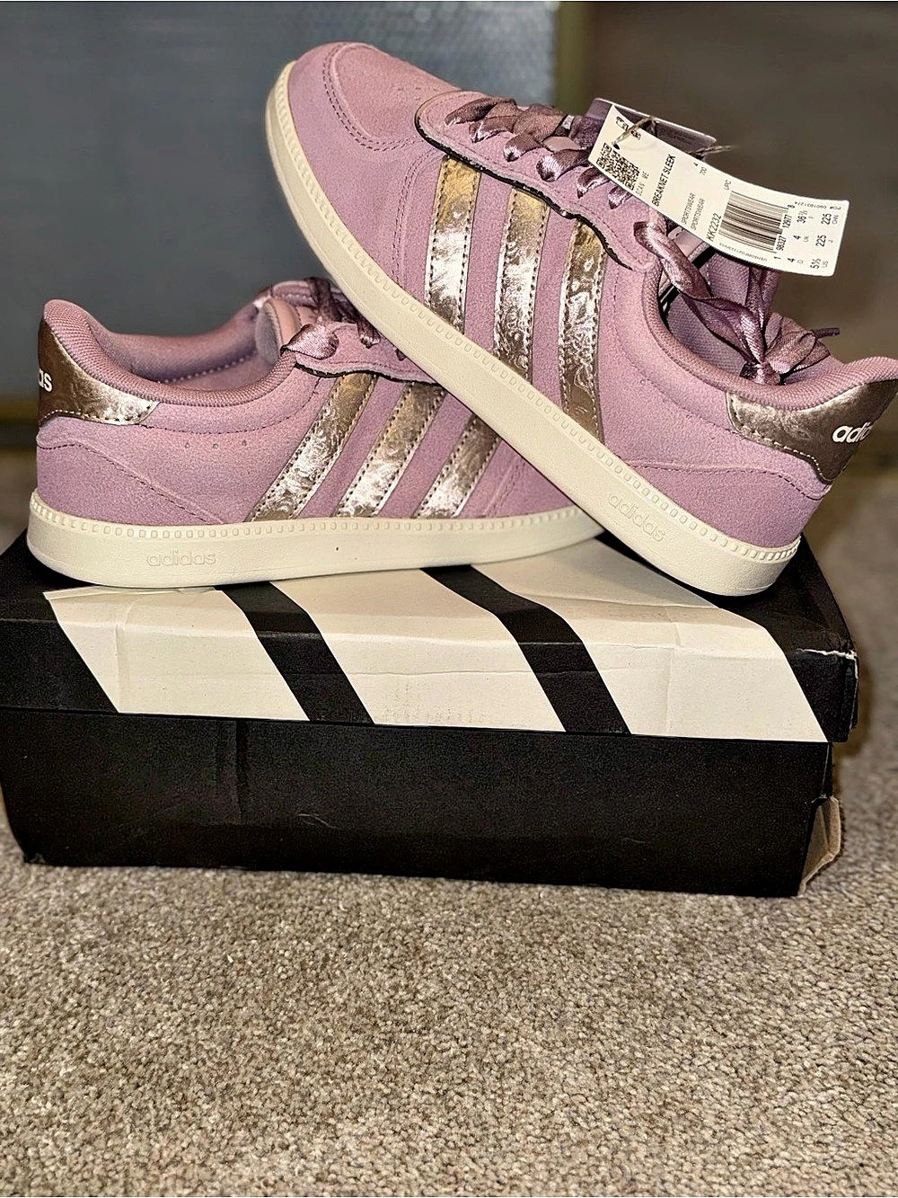 adidas Breaknet Sleek Purple Sneakers with ribbon laces US 5.5 NWT